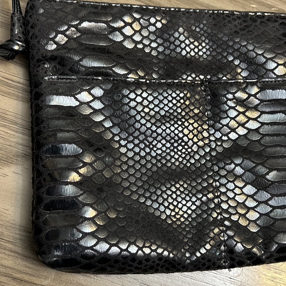 VTG BLACK LEATHER FAUX PYTHON BAGS BY PINKY BAG - Picture 5 of 16